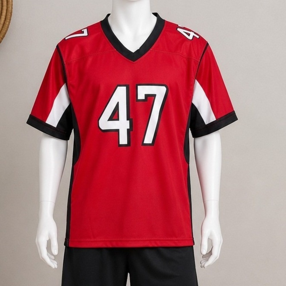 Unbranded Boys Jersey Red Black Harris 47 Graphic Athletic Sporty Large
